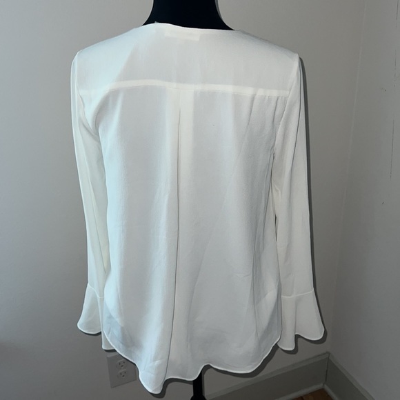 Calvin Klein Boho V neck long flutter sleeves pull over textured ivory top S-M - Picture 4 of 7